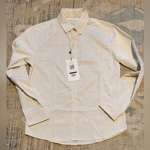 Ministry Of Supply Aero Zero Sports Shirt. White & Tan Striped. Size Medium. NEW